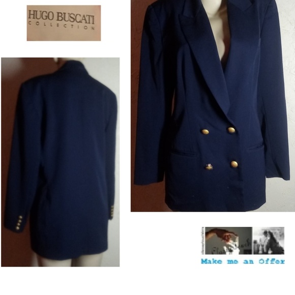 Hugo Buscati Jackets & Blazers - Hugo Buscati Black Wool Double Breasted Blazer